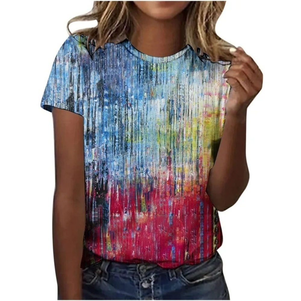 Color splash coral and blue short sleeve top Size XXL (runs small)